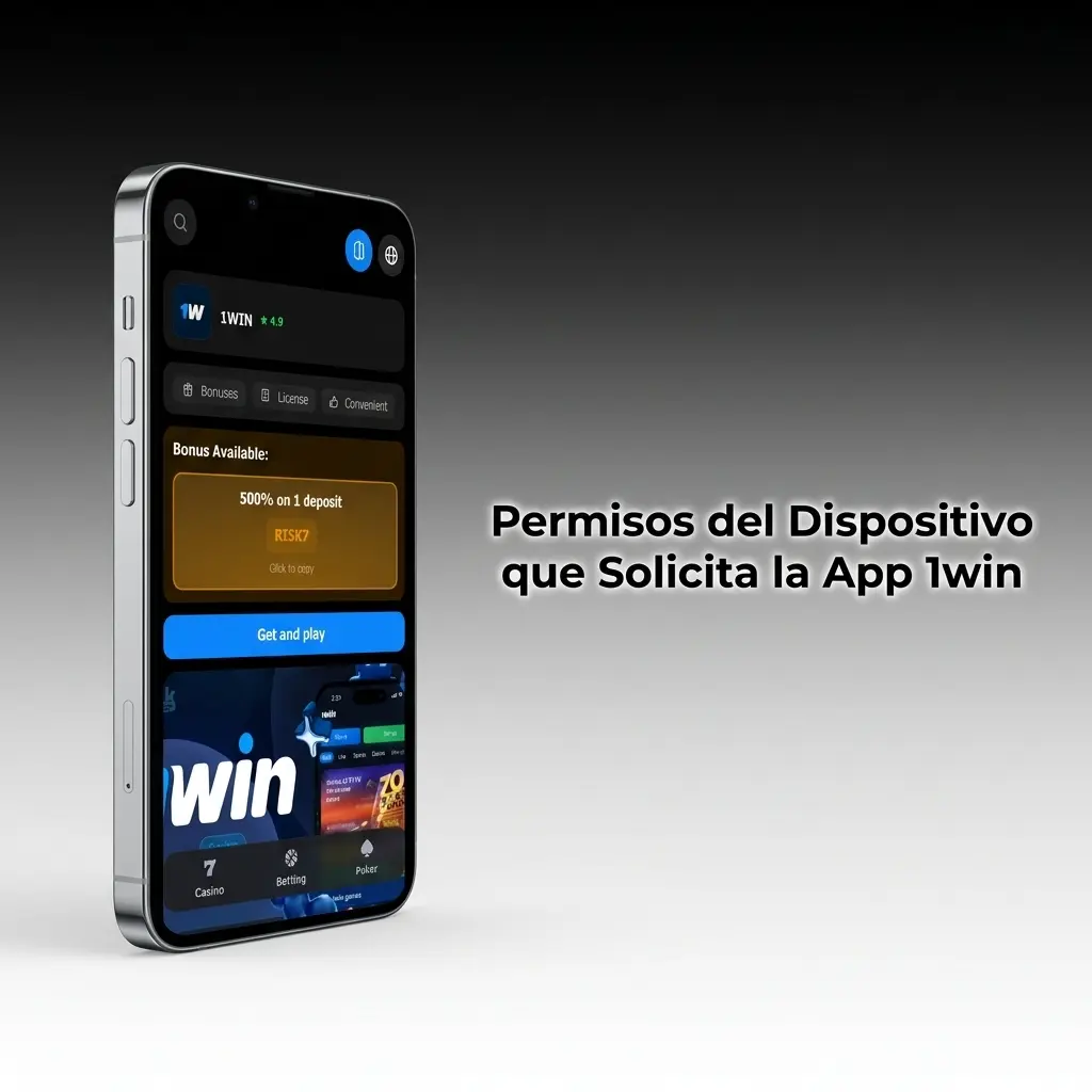 Permisos que solicita la app 1win en Android: internet, notificaciones, almacenamiento, biometría y cámara.