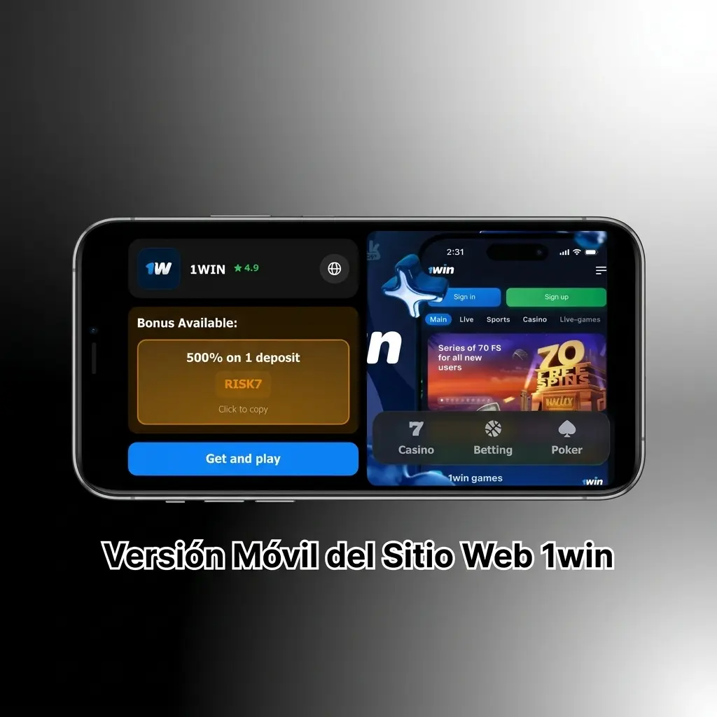 Versión móvil del sitio web 1win accesible desde smartphone y tablet para apuestas y casino sin descargar software